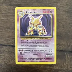 Pokemon Card 1999 TCG WOTC Base Set Alakazam 1/102 Holo Rare Unlimited MP - Image 1