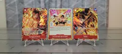 One Piece TCG Ace Sabo Luffy Illustration Foil EN 3 Card Lot - Image 1