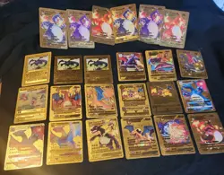 Pokemon Gold Foil Fan Art CHARIZARD Lot. 24 Cards 2020 Gamefreak Gold Foil. - Image 1