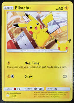 Pikachu 25/25 Non Holo Pokemon 25th Anniversary Stamped McDonalds Promo Card - Image 1