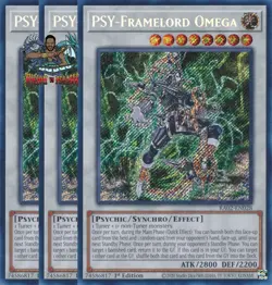 Yugioh! 3x PSY-Framelord Omega RA02-EN028 Secret Rare 1st Ed NM - Image 1