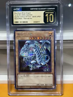 Yu-Gi-Oh Blue-Eyes White Dragon Secret Rare Alt Art CGC 10 Pristine Black Label - Image 1