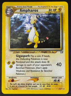Pokemon TCG: Ampharos - 1/111 Neo Genesis Holographic [NM with Swirl🌀] - Image 1