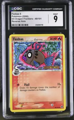 CGC 9 MINT Feebas 49/101 EX Dragon Frontiers Reverse Holo Stamped Pokemon Card - Image 1