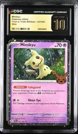 CGC Pristine 10 Mimikyu Holo Trick or Trade BOOster 2024 Pokemon Card #037 - Image 1