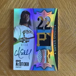 2010 Topps Triple Threads Andrew McCutchen Patch Auto Autograph 7/10 Pirates - Image 1