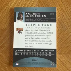 2010 Topps Triple Threads Andrew McCutchen Patch Auto Autograph 7/10 Pirates - Image 2