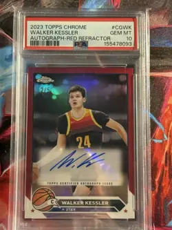 2023 Topps Chrome Basketball Walker Kessler Autograph Red Refractor /5 PSA 10 - Image 1
