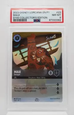 LORCANA DISNEY 100 PROMOS MAUI - DEMIGOD (ALTERNATE ART) # 23 PSA 8 MINT/NM - Image 1