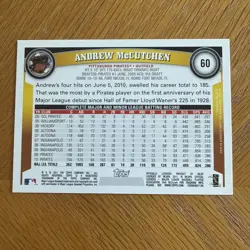 2011 Topps Sparkle Variation #60 Andrew McCutchen Pittsburgh Pirates Rare - Image 2