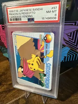 1998 POKEMON JAPANESE BANDAI CARDDASS VENDING 97 PIKACHU & PIDGEOTTO PSA 8 - Image 2