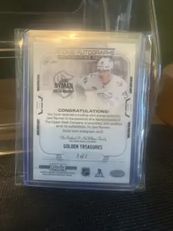 2025-26 OPC PLATINUM JANI NYMAN ROOKIE Autographs R-JN Golden Treasures 1 Of 1 - Image 2