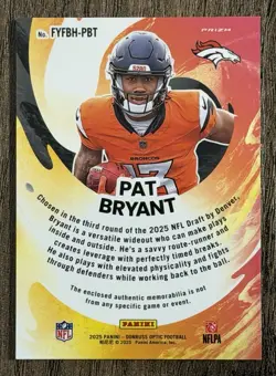 2025 Panini Donruss Optic First Year Fresh Pat Bryant #FYFBH-PBT Neon Blue Prizm - Image 2