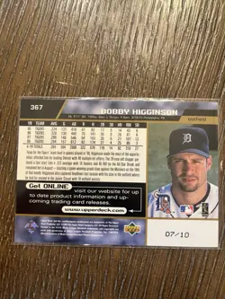 1999 UPPER DECK GOLD EXCLUSIVES LEVEL 2 PARALLEL BOBBY HIGGINSON /10 TIGERS SSP - Image 2