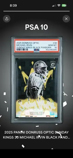 Michael Irvin 2025 Panini Donruss Optic #30 Black Pandora Prizm Sunday Kings /25 - Image 1