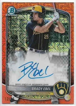 2025 Bowman Draft Chrome Brady Ebel #BMA-BE Orange Mojo Refractor Auto #'d /25 - Image 1