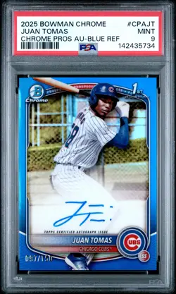 2025 Bowman Chrome Prospect 1st #CPAJT Juan Tomas Auto Blue #/150 PSA 9 - Image 1
