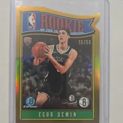 2025-26 Bowman Egor Demin Nets Rookie of the Year Favorites #RY-8 15/50 Gold - Image 1
