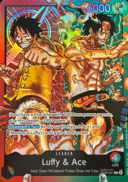 • Luffy & Ace • ST30-001 Starter Deck EX Full Art Parallel Holo One Piece TCG NM - Image 1