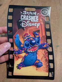 Stitch Crashes Aladdin Rare Disney Jumbo Pin June 6 of 12 Monthly Collection - Image 1