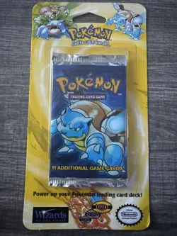 Pokemon Base Set Sealed Blister Pack 11 Cards Blastoise - Image 1