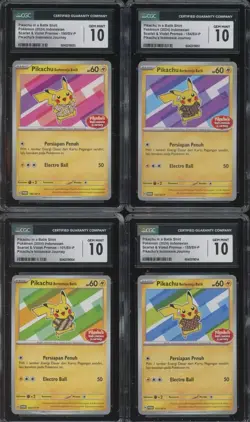 Pokemon CGC 10 Pikachu Batik Shirt 101, 154, 155, 190/SV-P Indonesia 4 Card Set - Image 1