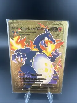 Shining Charizard VMAX Rainbow Gold Foil Card Collectible Gift Fan Art - Image 1