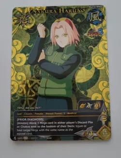 4 naruto cards. Sakura Haruno, Zabuza Momochi, 4th Raikage, Hinata Hyuga Cards. - Image 1