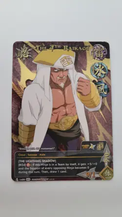 4 naruto cards. Sakura Haruno, Zabuza Momochi, 4th Raikage, Hinata Hyuga Cards. - Image 3