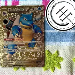 Pokemon Blastoise EX Gold Foil Holo Textured Fan Art Card Nintendo - Image 1