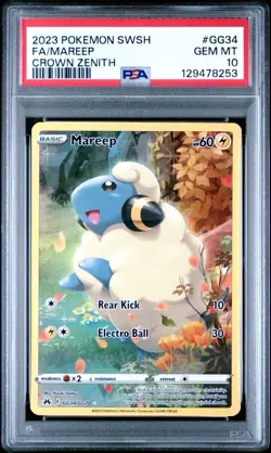 Pokemon Sword & Shield Crown Zenith # GG34 Full Art Mareep PSA 10 Card GEM MINT! - Image 1