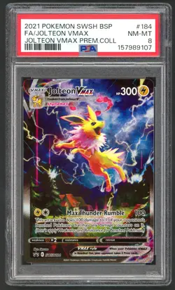 Pokemon Card - PSA 8 Jolteon Vmax SWSH184 - Vmax Premium Collection NM-MT - Image 1
