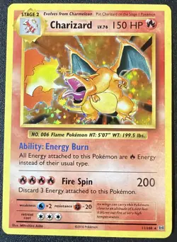 Charizard 11/108 Rare Evolutions Pokemon Lightly Played (1 Print Line on Card) - Image 1