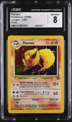 CGC 8 Flareon 1999 Jungle 3/64 Holo Pokemon Card - Image 1