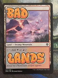 Badlands Hand-Painted Alter - MTG Graffiti Black Red Dual Land Art - Image 1