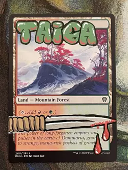 Taiga Hand-Painted Alter - MTG Graffiti Red Green Dual Land Art - Image 1
