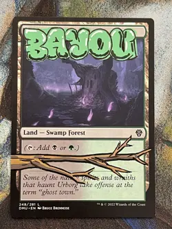 Bayou Hand-Painted Alter - MTG Graffiti Black Green Dual Land Art - Image 1