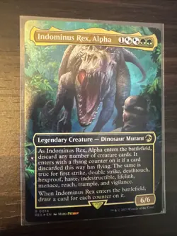 Indominus Rex, Alpha (Borderless) #14 (Foil) (NM) Jurassic World REX Magic MTG - Image 1