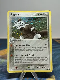 Aggron 2/92 Holo Rare EX Legend Maker Pokemon Card DMG SWIRL - Image 1