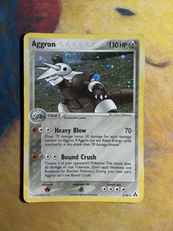 Aggron 2/92 Holo Rare EX Legend Maker Pokemon Card DMG SWIRL - Image 2