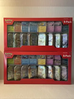 2 Pokemon TCG Prismatic Evolutions Costco 8 Mini-Tin Bundle w/Promo Cards SEALED - Image 1