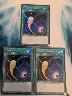 YuGiOh! Cosmic Cyclone DUDE-EN043 Ultra Rare x 3 PLAYSET 1st Ed - Image 1