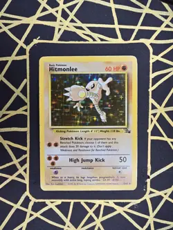 🔥 Hitmonlee 7/62 🔥 Original Holo Rare Fossil Set Pokemon Card WOTC TCG 1999 - Image 1
