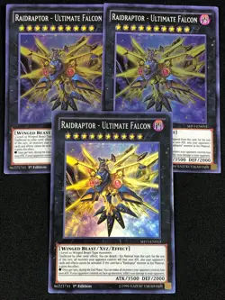 YUGIOH RAIDRAPTOR ULTIMATE FALCON SHVI-EN053 1ST SUPER X3 (NM) - Image 1