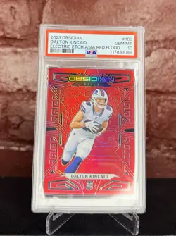 2023 Obsidian Dalton Kincaid Asia Red Flood /90 PSA 10 RC Bills #108 - Image 1