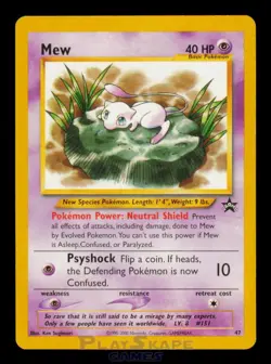 Pokemon Card Mew 47 Wizards Black Star Vintage WOTC Lilly Pad Promo LP 2000 - Image 1