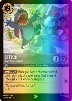 Stitch - High Badness Level (35/139) Disney Lorcana Promo Cards NM FOIL- Promo - Image 1