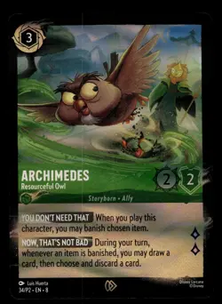 Archimedes - Resourceful Owl Holo Promo Disney Lorcana Promo Cards 34 NM - Image 1