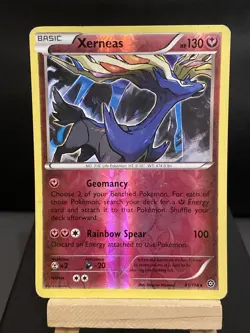 Pokemon Card Xerneas 81/114 Reverse Holo Steam Siege Rare Light Played - Image 2