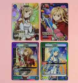 Union Arena Sword Art Online Asuna Foil Lot x4 – Vol.1, Vol.2 & Winner Promos - Image 1